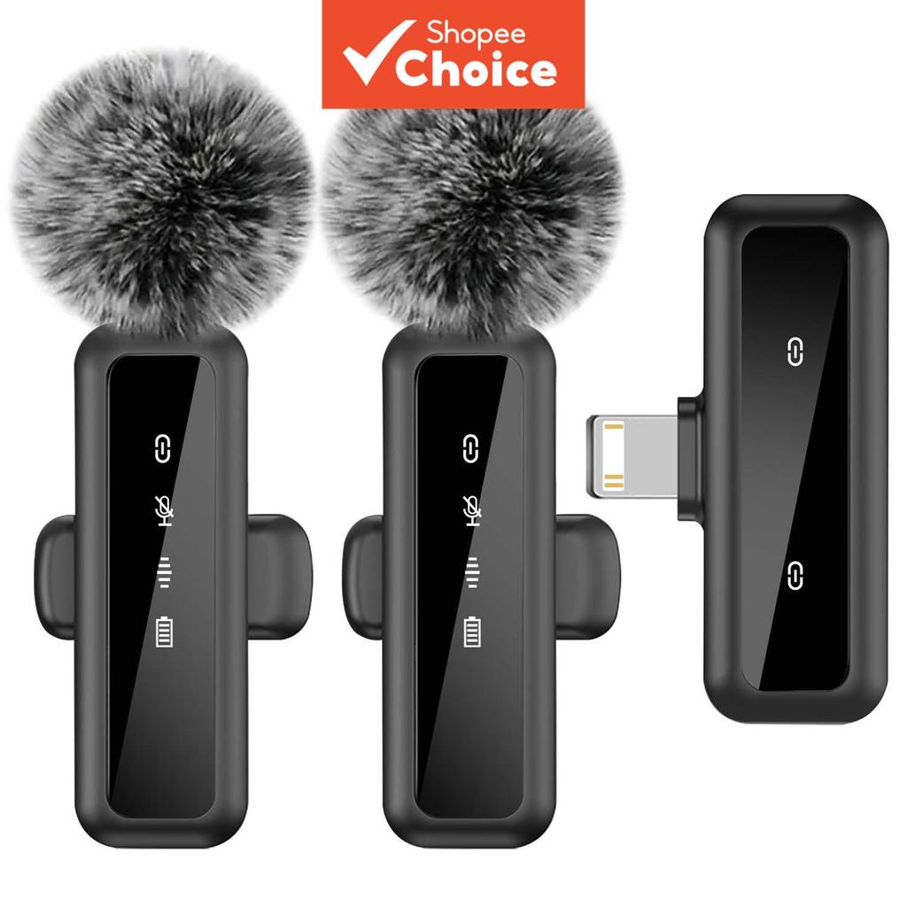  Microfone de Lapela Sem Fio Profissional Mini para Gravação de Vídeo no iPhone Vlog Pro