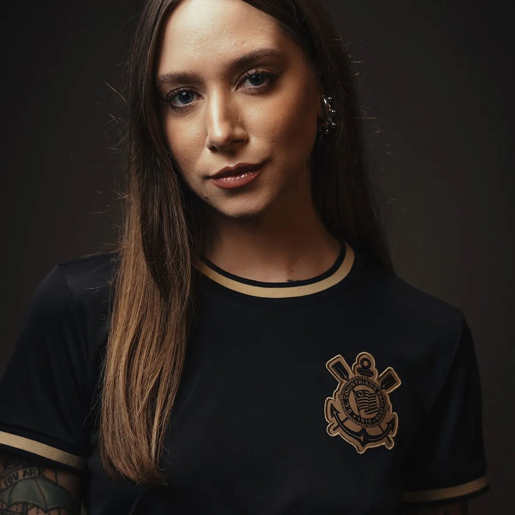 Camiseta Feminina Corinthians Bordado Oficial Licenciado