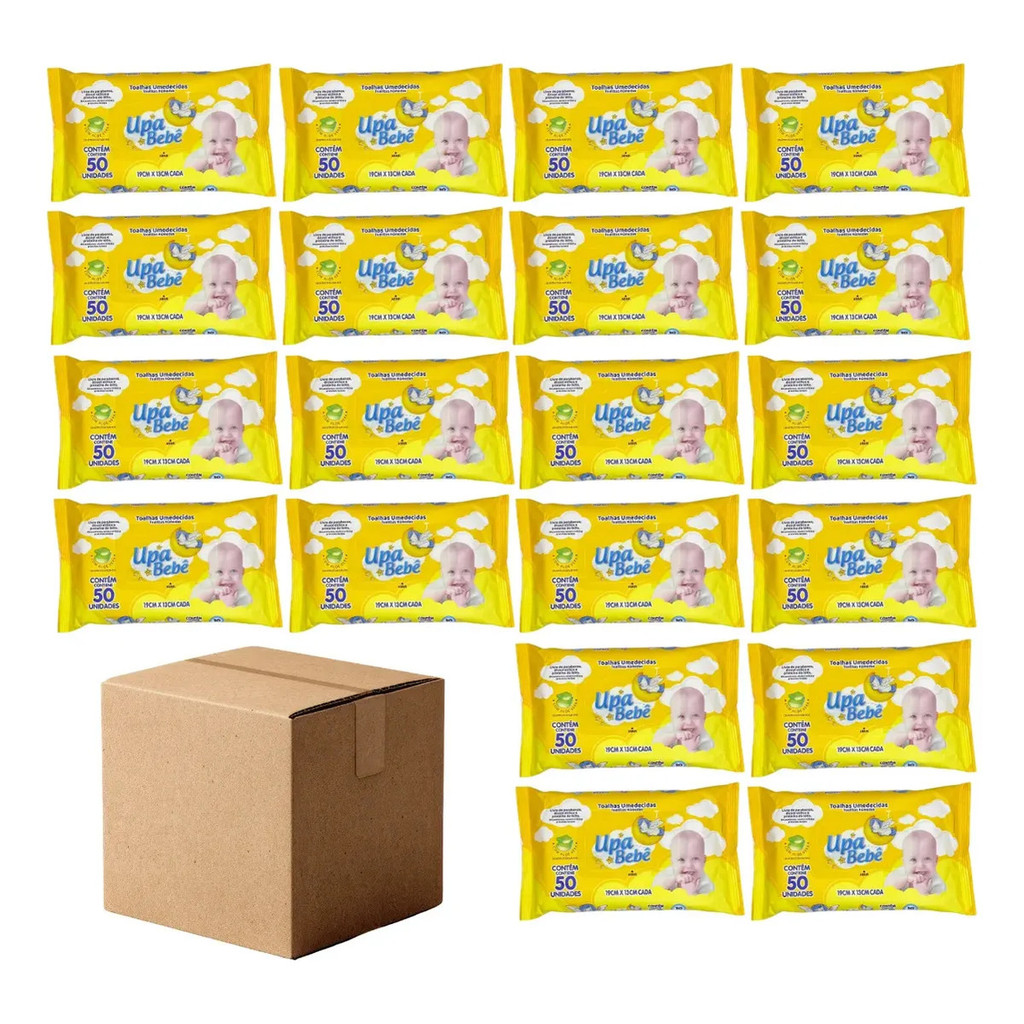 Kit 20 Pacotes Toalhas Umedecidas Caixa Fechada 1000 Lenços Umedecidos Promoção
