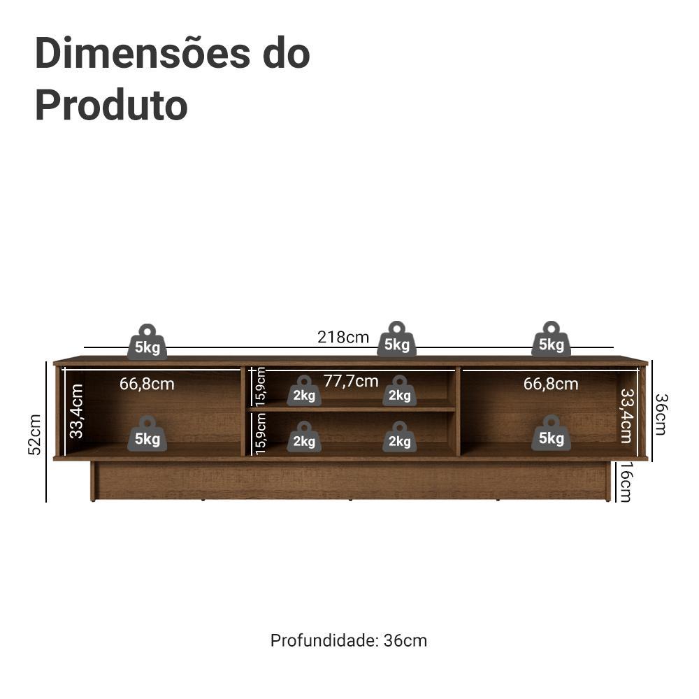 Rack para TV até 80 Polegadas 218 cm 2 Portas Rustic/Preto Glamy Madesa — imagem 2 de 2