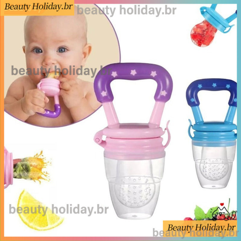 Chupeta Alimentadora Bebe Para Frutas Com Tampa Higiênica Prática Com Bico De Mamadeira Macio
