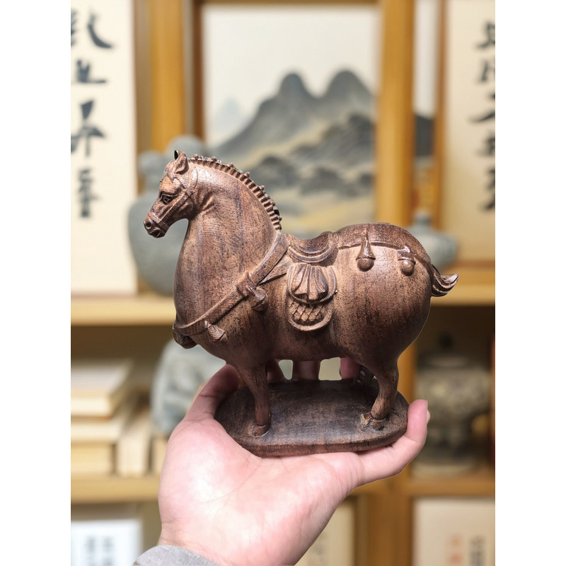 Vietnã Nha Trang Material antigo Agarwood cavalo Tang cavalo ornamentos de madeira escultura em madeira artesanato prese