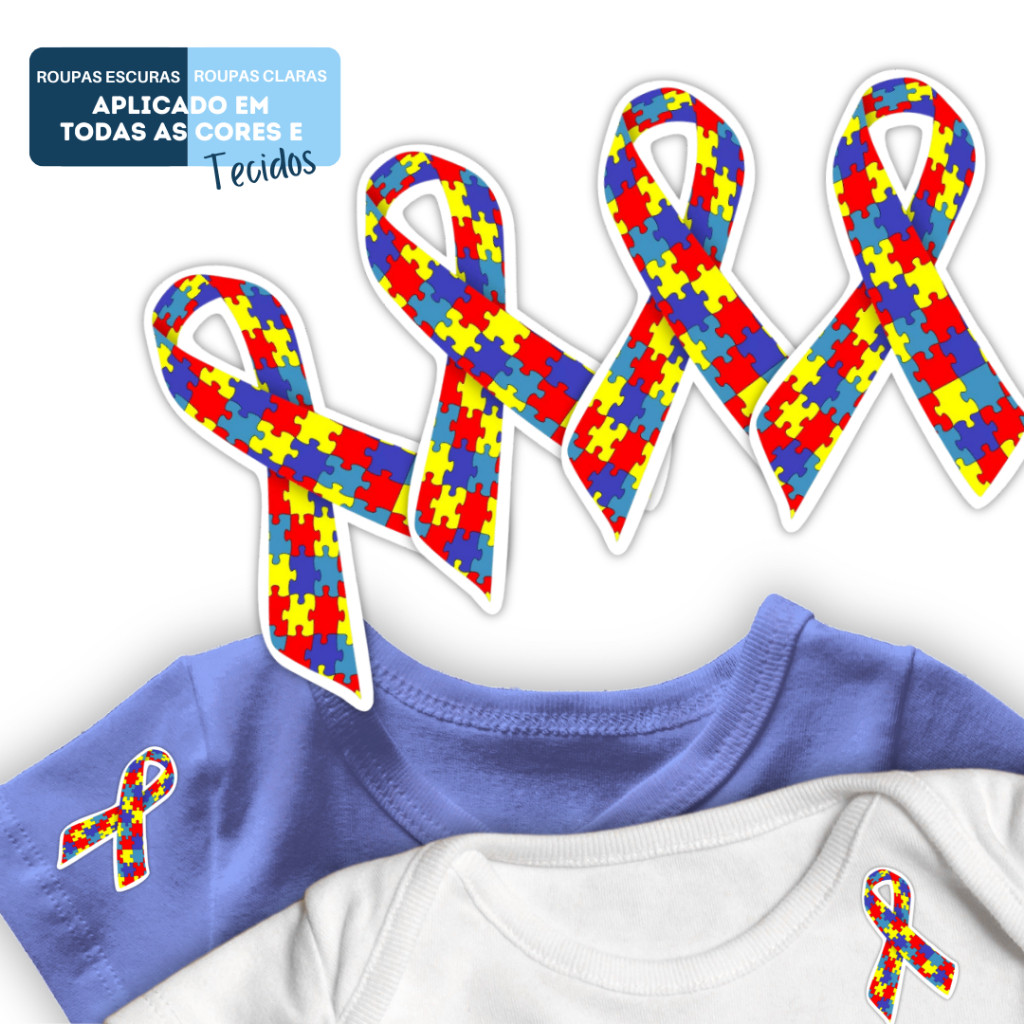 Etiqueta Termocolante para Roupas Símbolo Autismo I 20 pçs I Autismo Mod.03