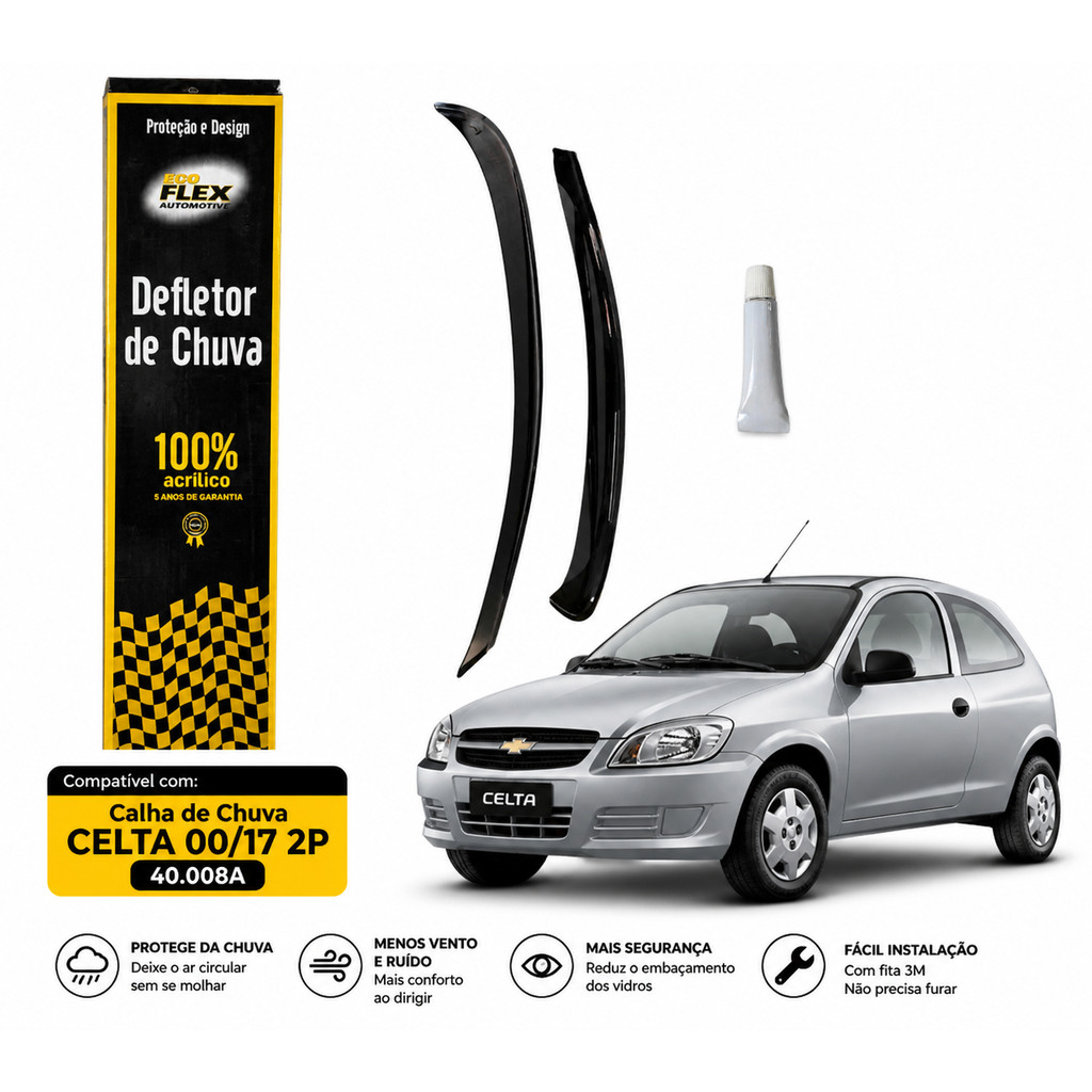 Calha De Chuva Chevrolet Celta 2000 A 2017 2 Portas Ecoflex  40.008A