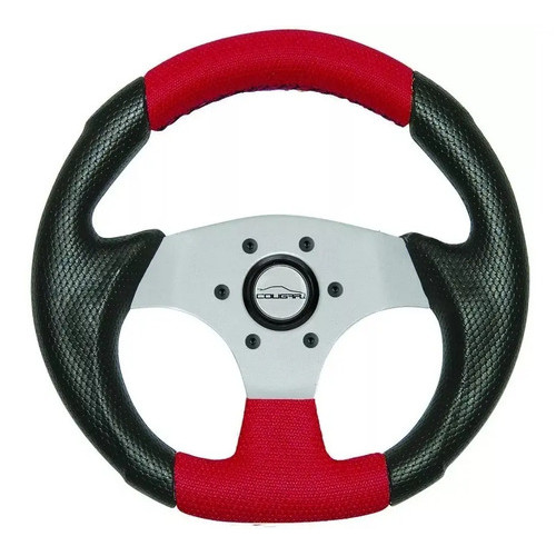 Volante Esportivo Cougar Pequeno Mini 28cm Fusca Buggy +cubo Vermelho