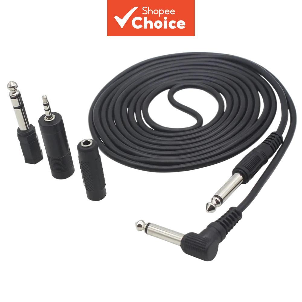 Cabo de guitarra 3m cabo de conexão redução de ruído plugs 6,35 3,5mm cabo de áudio para baixo guitarra elétrica