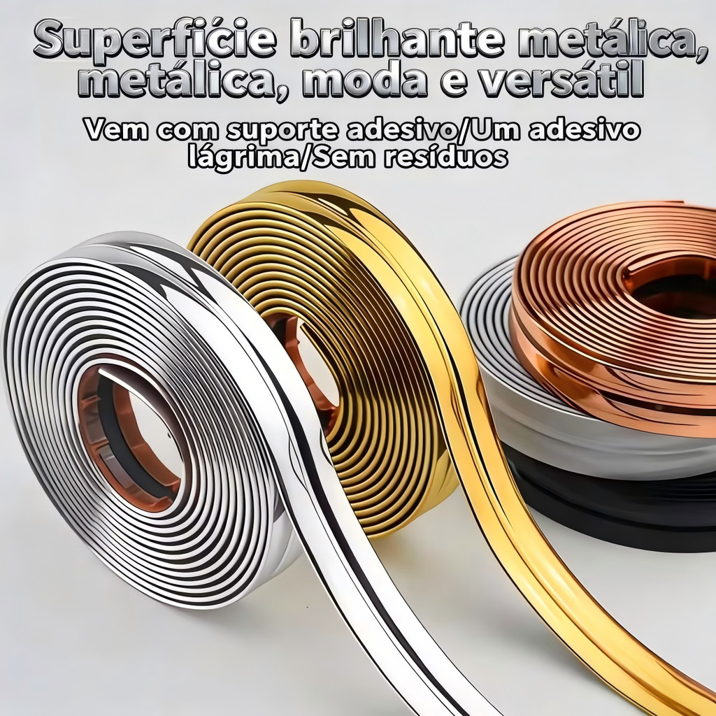 Fita metálica decorativa de PVC de alta qualidade 6mm/12mm/15mm/27mm Várias cores 5 metros