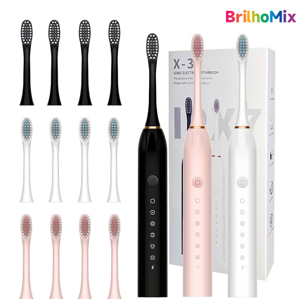 Escova Dental Sônica Elétrica Alta Frequência 40000 VPM 5 Modos Limpeza Profunda IPX7