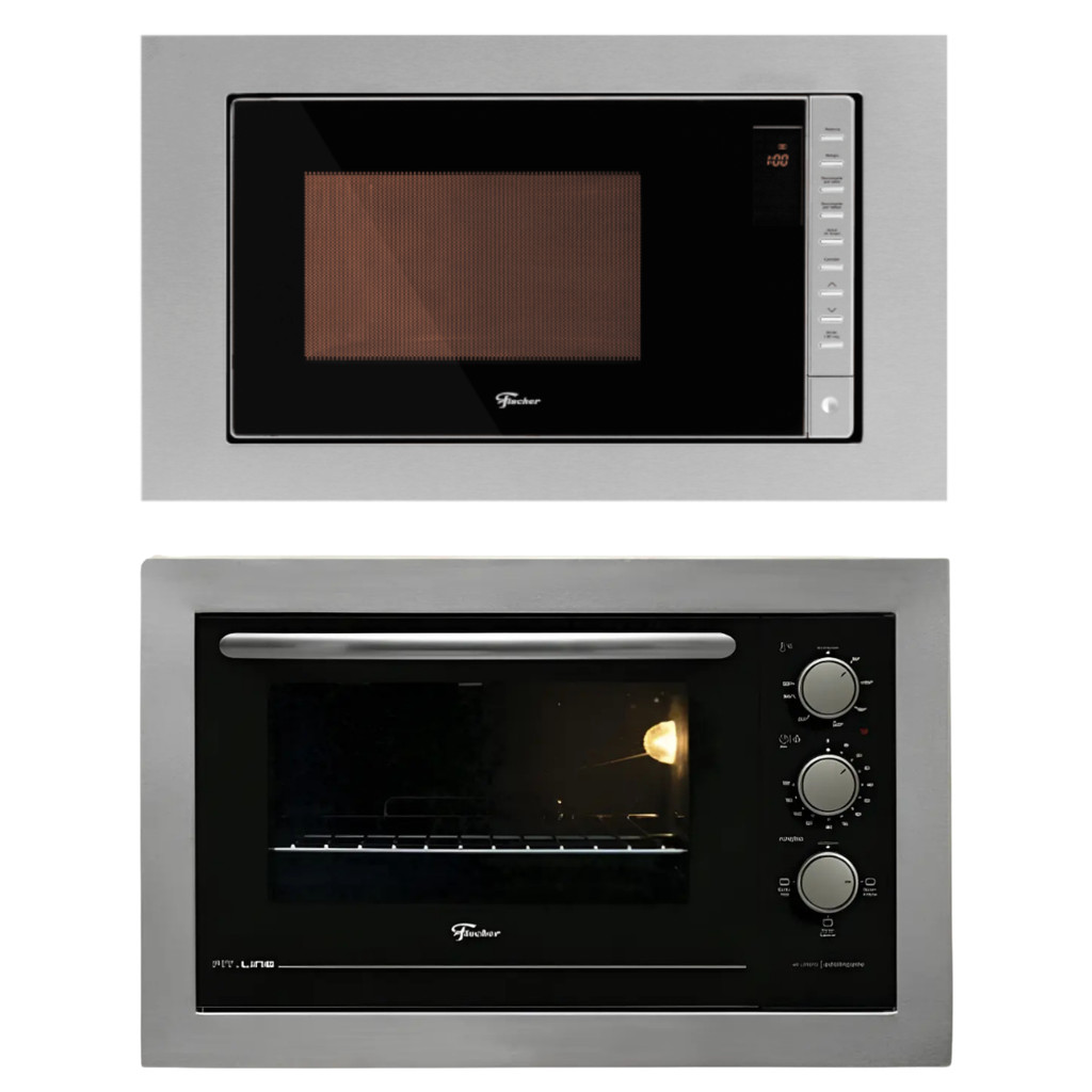 KIT FIT LINE FORNO ELETRICO 48L E MICRO ONDAS 25L DE EMBUTIR EM INOX 127V FISCHER