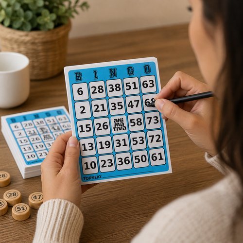 Cartela Bingo 96 Folhas Azul Jogo Sorteio Rifa Festa Evento Chá Bingo Beneficente Premium 96Fls
