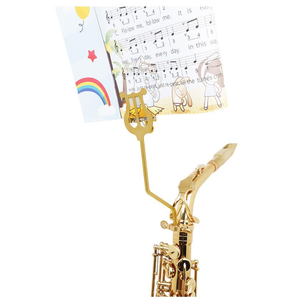 ucanshop.br Saxofone alto Partitura Clipe Suporte Elegante Ouro Ferramenta Portátil Sax Lira Braçadeira Suporte Liga