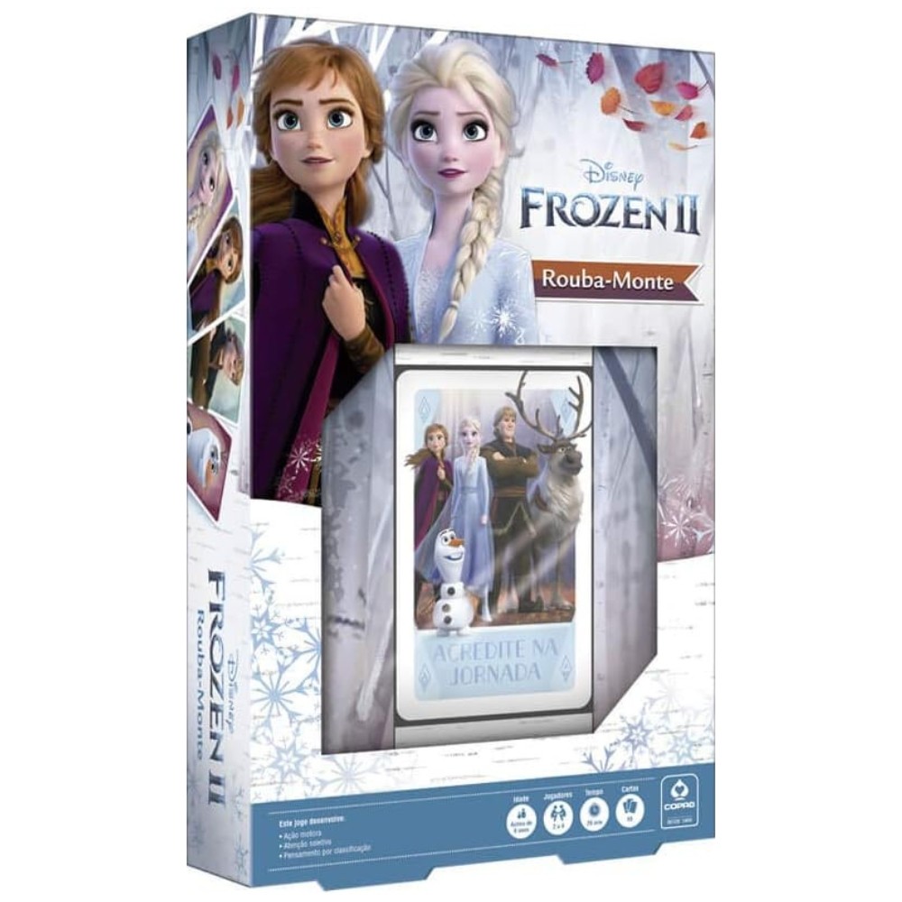 JOGO ROUBA MONTE FROZEN 2 DISNEY COPAG 55 CARTAS DIVERSÃO BRINQUEDOS LÓGICO BARALHO ANA ELSA OLAF