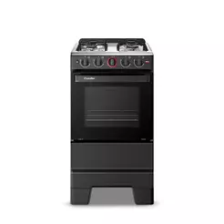 Fogão 4 Bocas Esmaltec Ideal Super 50L Bivolt Preto Inox Acendimento Automático Limpa Fácil