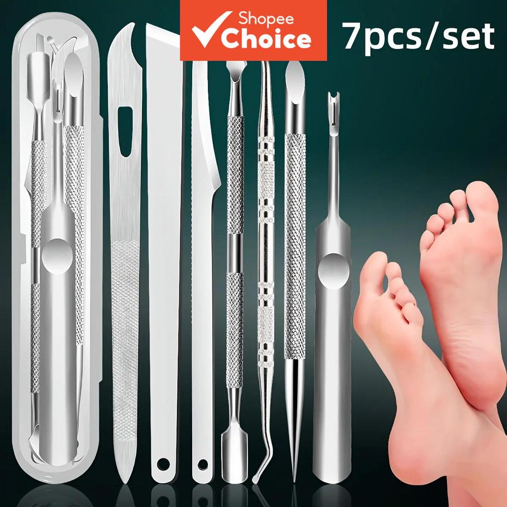 Kit de Cuidados para os Pés Premium 3-7 peças, removedor de calos, lixa para pele morta, navalha raspadora, empurrador
