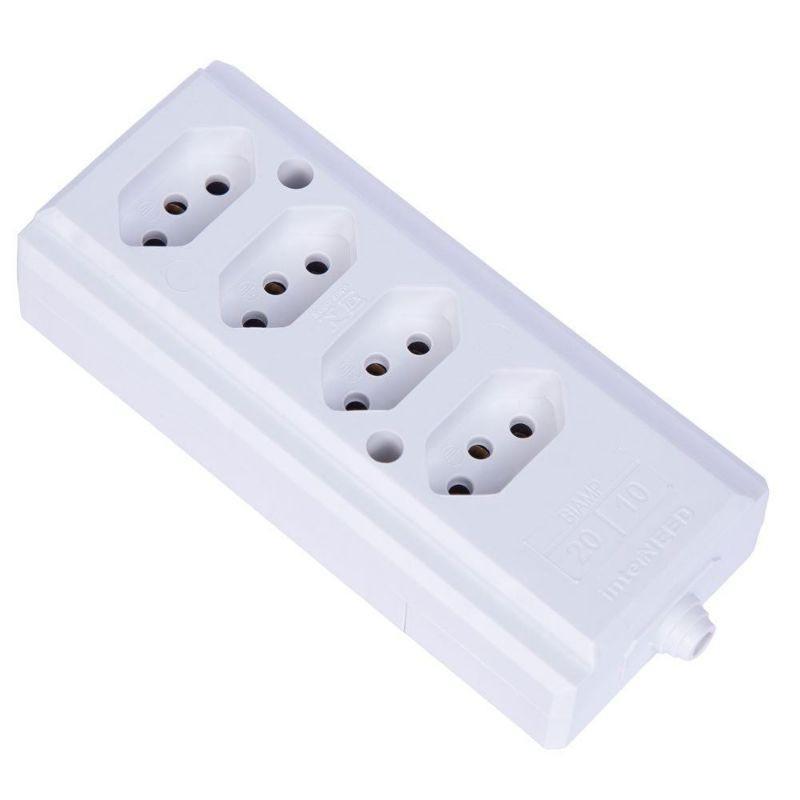 Tomada Barra Hercules 4 Tomadas  2P+T 10/20a Interneed  Anti-Chama 110V e 220V