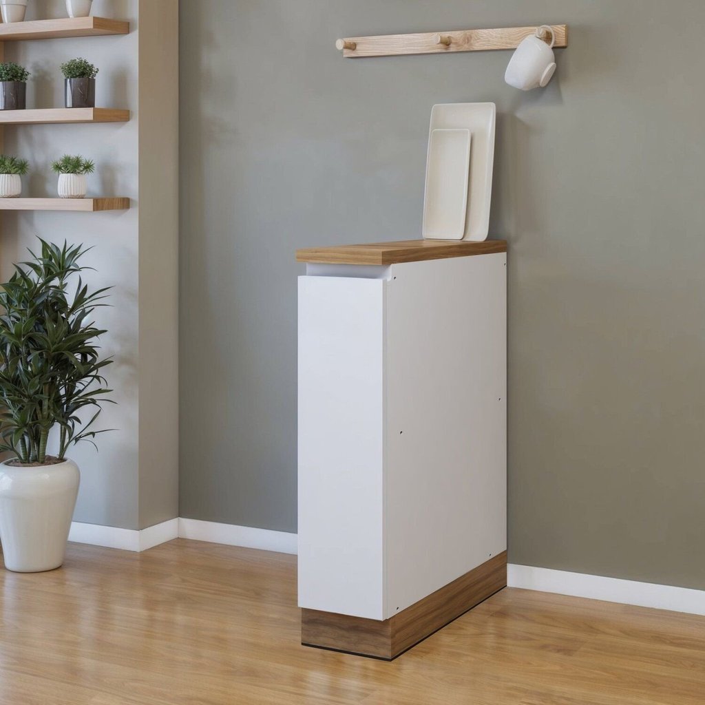 Balcão 1 Porta com Rodapé 20cm 100% MDF Rainha Branco/Nature Branco/Nature