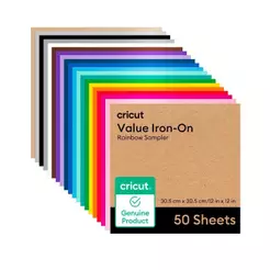 Cricut Value Vinil Permamente 50 folhas 30x30cm, Arco Íris
