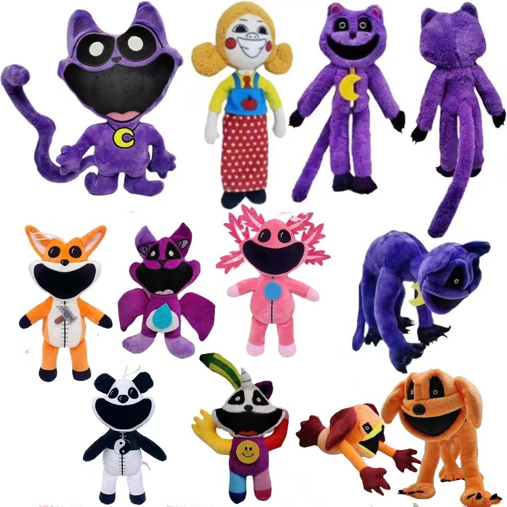 Brinquedo de Pelúcia Purple Smiling Critters, Monstro Grande com Boca de Gato, 30cm 8NSR