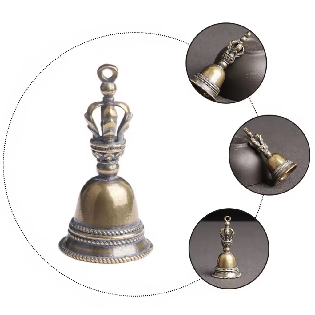 Imagem Sino De Mão Dourado De Cobre Bronze Tibetano Campainha Sineta De Mesa Recepção Decoração Chaveiro
