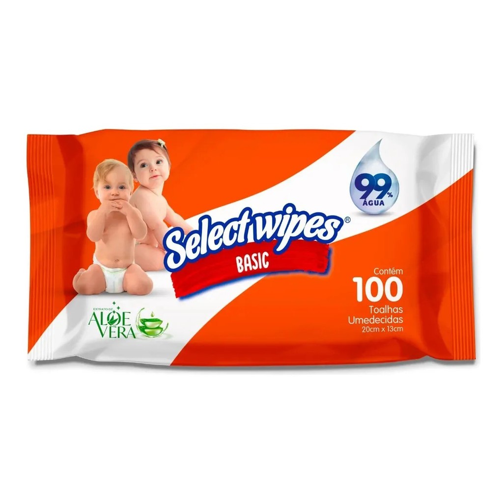 TOALHAS UMEDECIDAS SELECTWIPES BASIC LARANJA 100