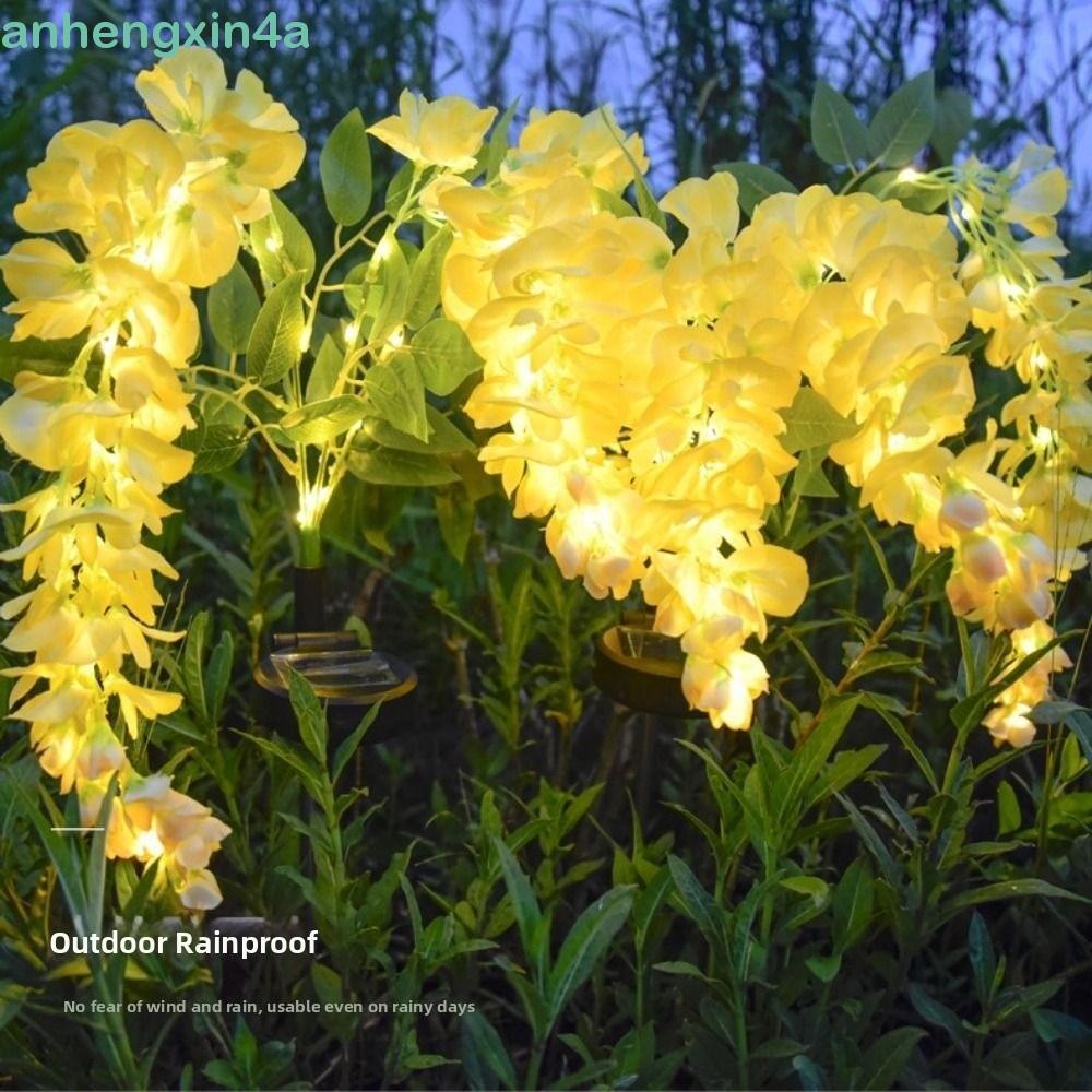 Lâmpada Solar De Flores De Glicínias ANHENGXIN , De Chão De Jardim Sem Fio À Prova D'água , Luzes Solares Realistas