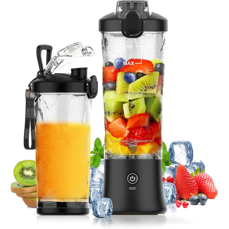 Novo Liquidificador Portátil de 4000mAh, Copo de 600ML, de 10 Lâminas, Motor Potente, Mini Liquidificador para Sh