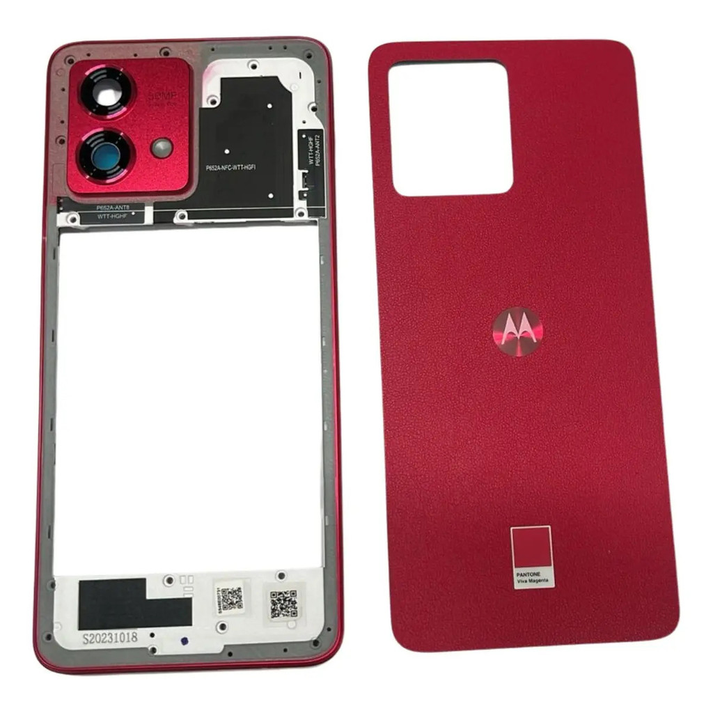 Carcaça Lateral + Tampa Traseira Para Motorola G84 Vermelho Vermelho