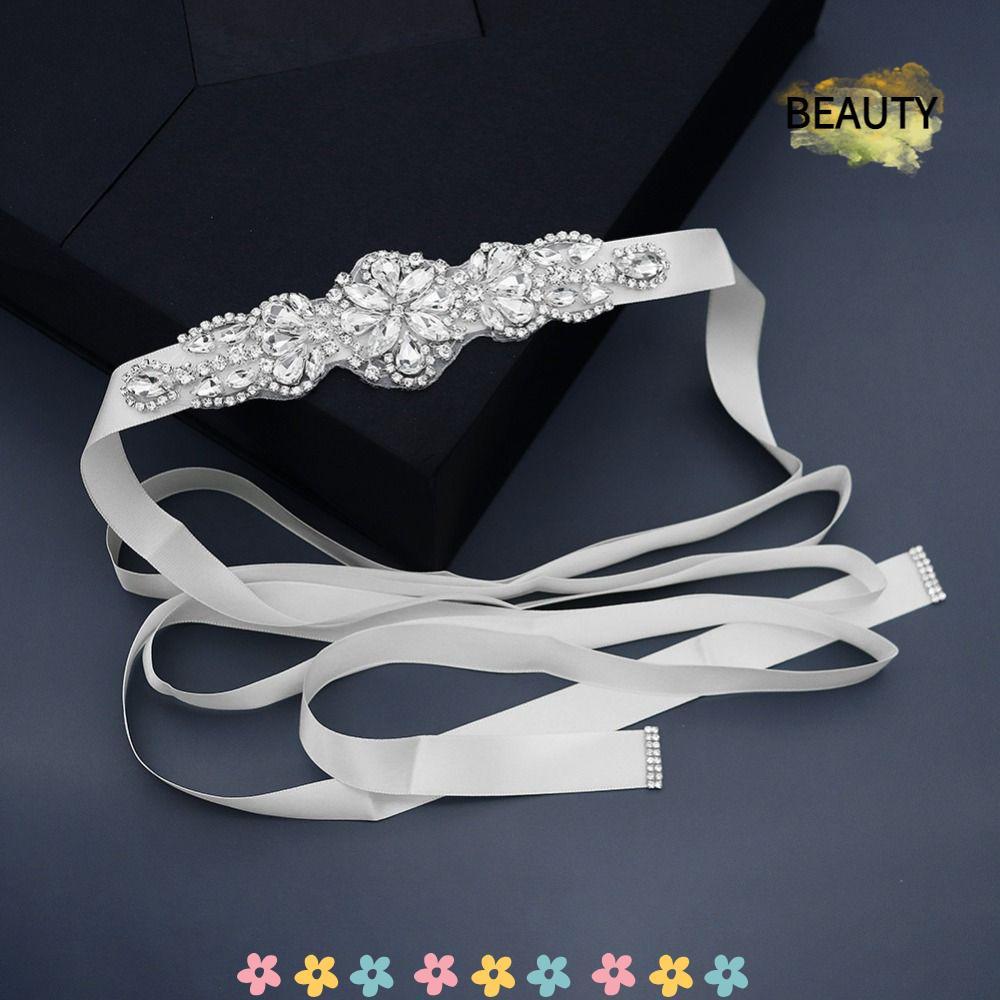 BEAUTYHOMEBR Cinto De Strass Para Casamento , Acessórios Vestidos , Noiva De Cetim , Faixas Prateadas