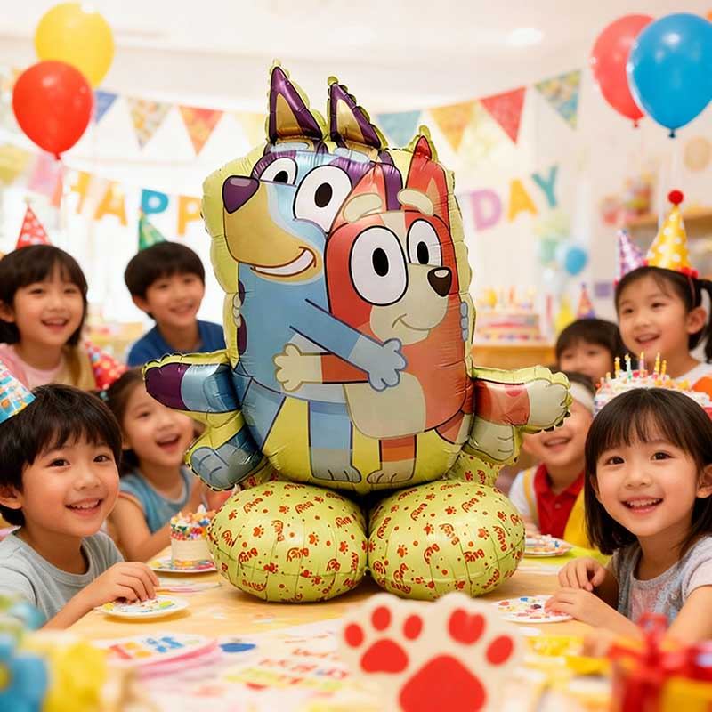 90x90cm Em Pé bluey Balão Decoração De Festa De Aniversário Das Crianças Bonito Dos Desenhos Animados Balões De Alumínio
