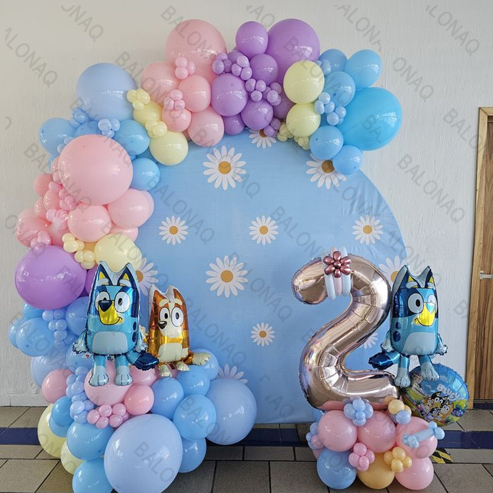 127 Pçs Bluey Festa De Aniversário Decoração Conjunto Dos Desenhos Animados Bingo 32 Polegada Balão Menino Menina Presen