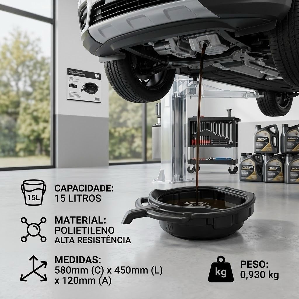 Bandeja Bacia Coletora Óleo Motor cambio Automotivo 15 Litros Profissional Carro Caminhonete Pick-up