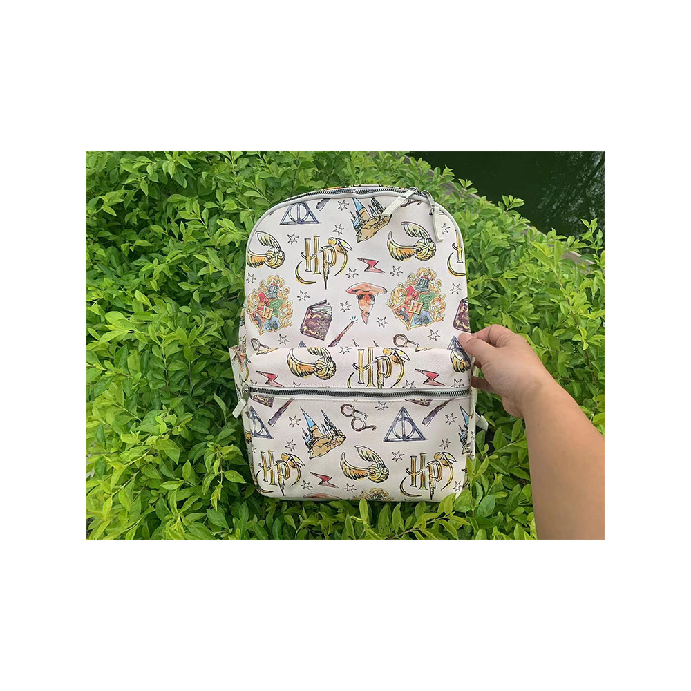 Comércio exterior dos desenhos animados Harry Potter mochila de couro impresso Casual estudante saco de escola grande ca