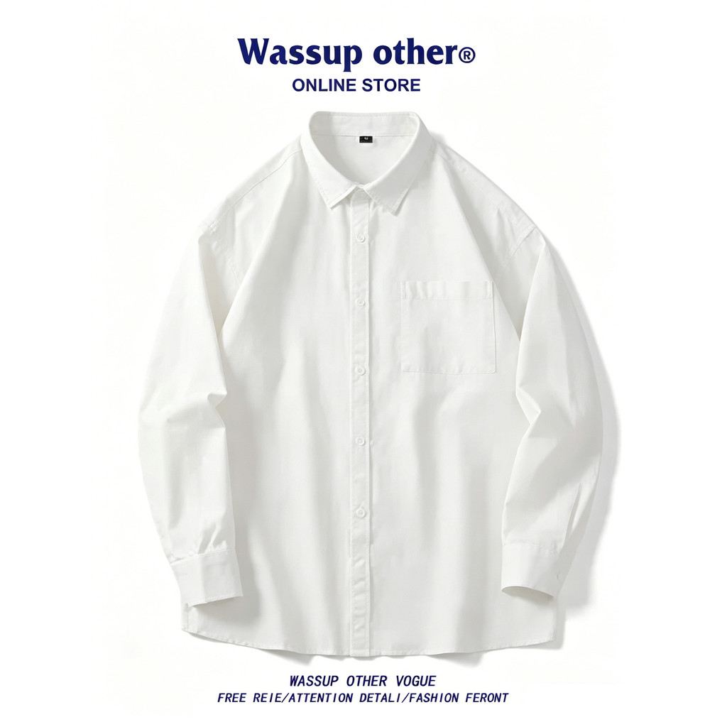 WASSUP OUTRO Camisa japonesa de manga comprida masculina verão Street Wear solta Casual casal lapela camisa masculina