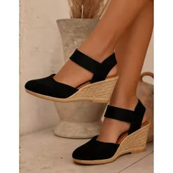 Sandália Feminina Anabela Espadrille Confortável Casual Dia a Dia Leve Macia