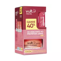 Kit Vult Creme Hidratante Antissinais Toque Seco Facial 100g + Protetor Labial FPS 15 Melancia 3,5g