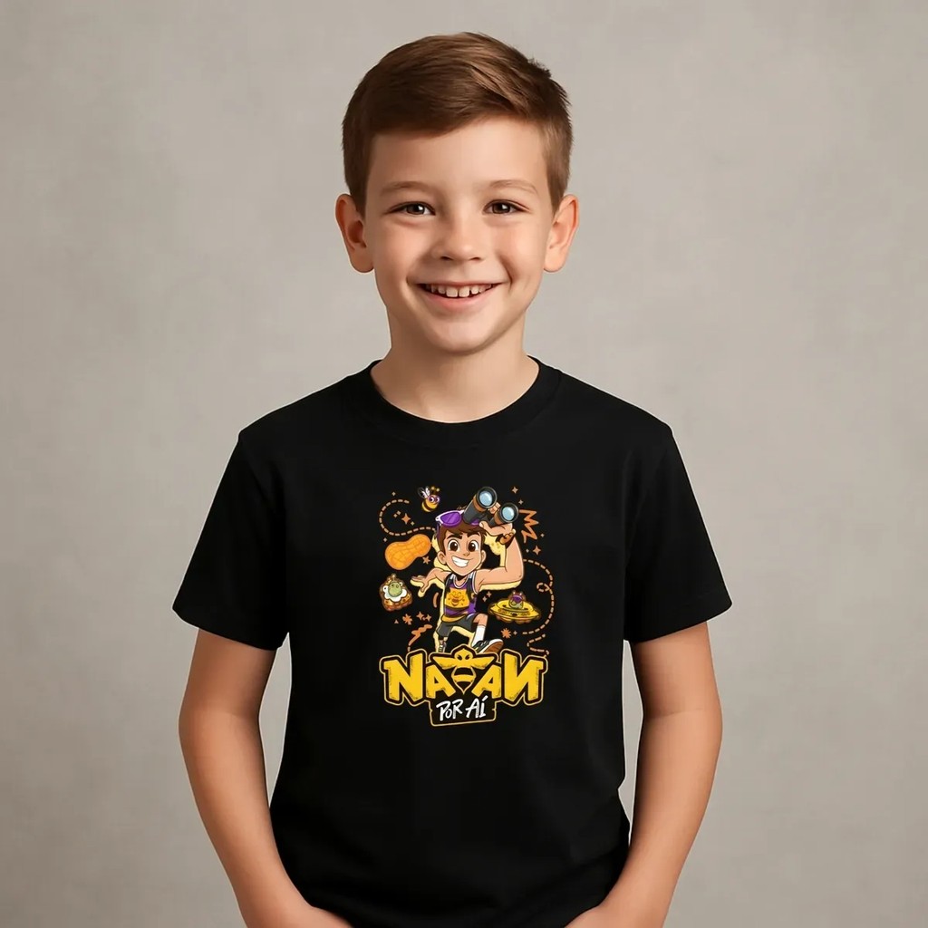 Camiseta Infantil Estampada Natan Por Aí  Divertida Menino Menina 100% Algodão Confortável Dia a Dia Estilosa Escolar