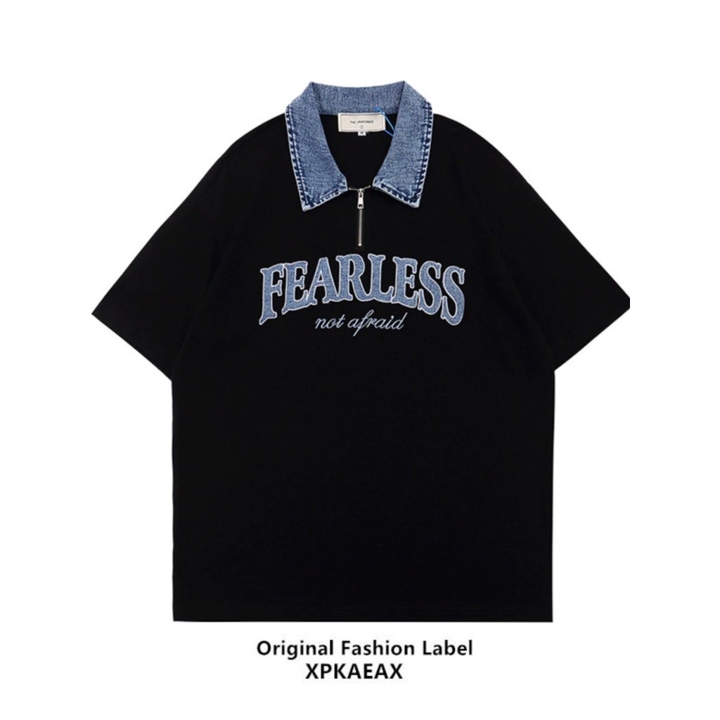 XPKAEAX Original Street Wear verão novo estilo Denim lapela camisa POLO americano Casual All-Match camiseta de manga cur