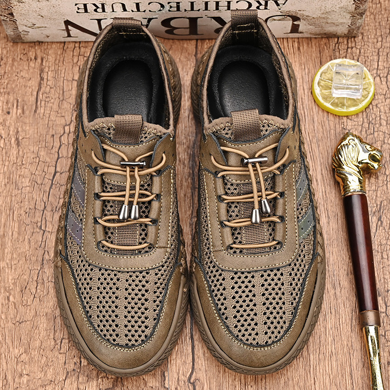 Sanzan sapatos masculinos 2026 verão novo estilo sapatos de malha masculino sapatos de malha de sola grossa oco sapatos