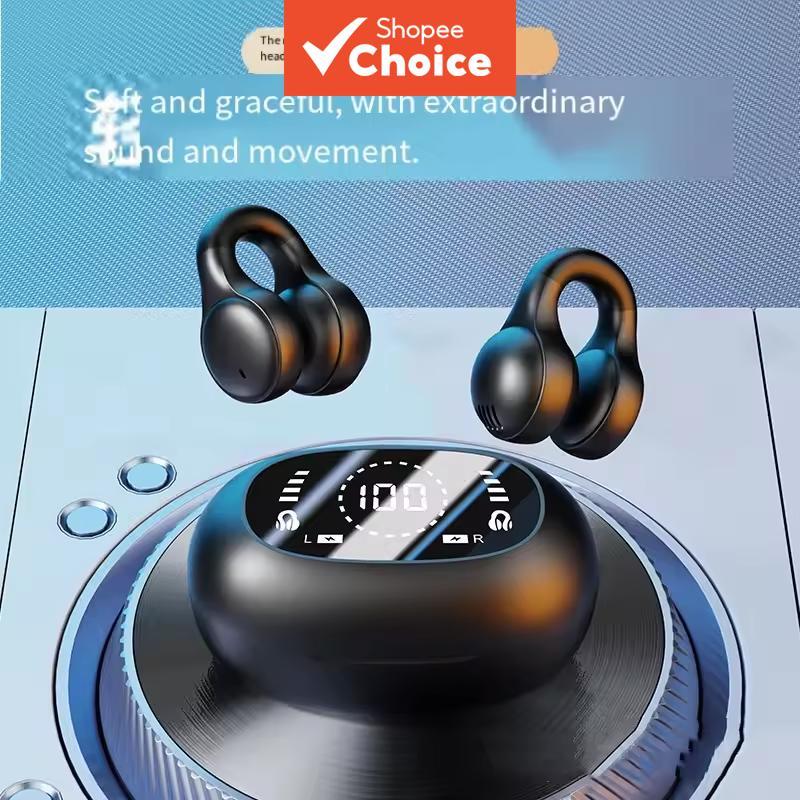 Fones de Ouvido X52 Bone Conduction TWS Bluetooth com Redução de Ruído, Esportivos/Gamers, Earbuds Pretos, HiFi