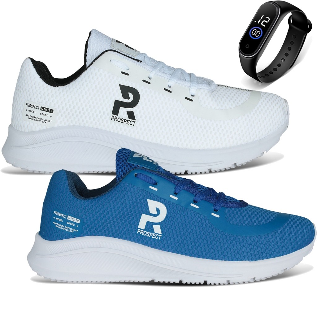 Kit 2 Tênis Masculino Prospect Speed Esportivo Mais Vendido Treino Corrida + Relógio