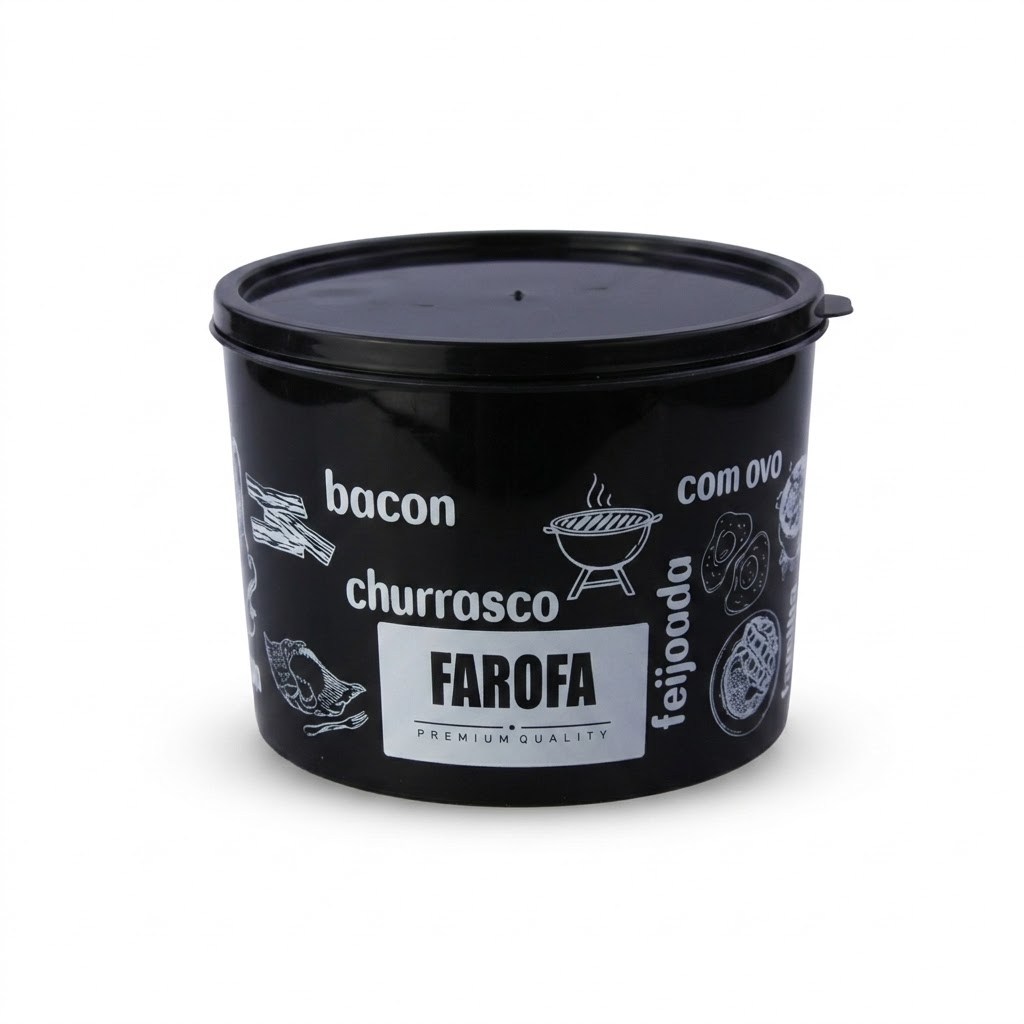 Pote Hermético Porta Mantimentos Black 1 Litro Plástico Tampa Cozinha Sal Farofa Chocolate Leite Pó Milho Pipoca