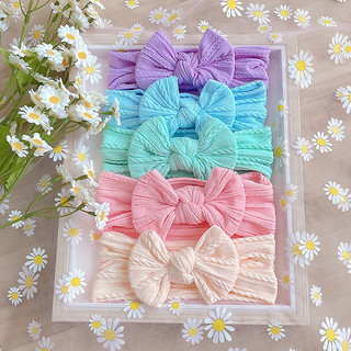 Conjunto de 3 peças de faixas de cabelo elásticas de nylon com laços fofos para bebês, acessórios macios para meninas re