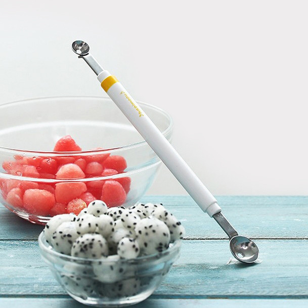 Pequeno tamanho pequeno escavador de bola aço inoxidável crianças colher escavação frutas Mini morango maçã melancia col