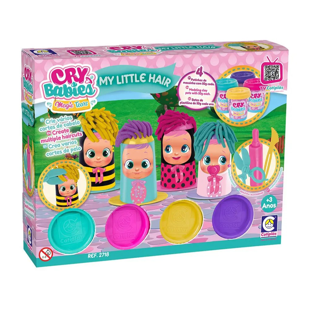 Kit Massinha Cry Babies My Little Hair Cotiplás com Acessórios Infantil Criativo