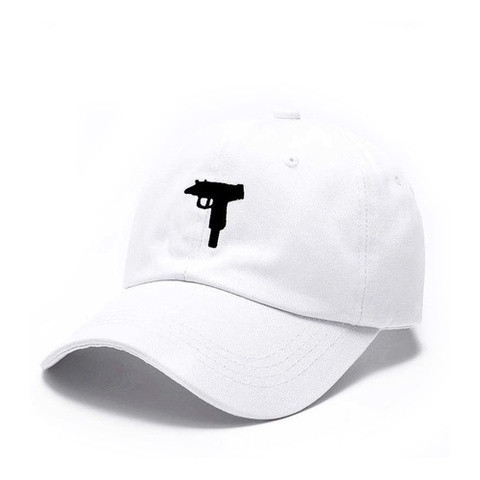 Boné Aba Curva Dad Hat Uzi Gun Pronta Entrega Branco Rosa Preto
