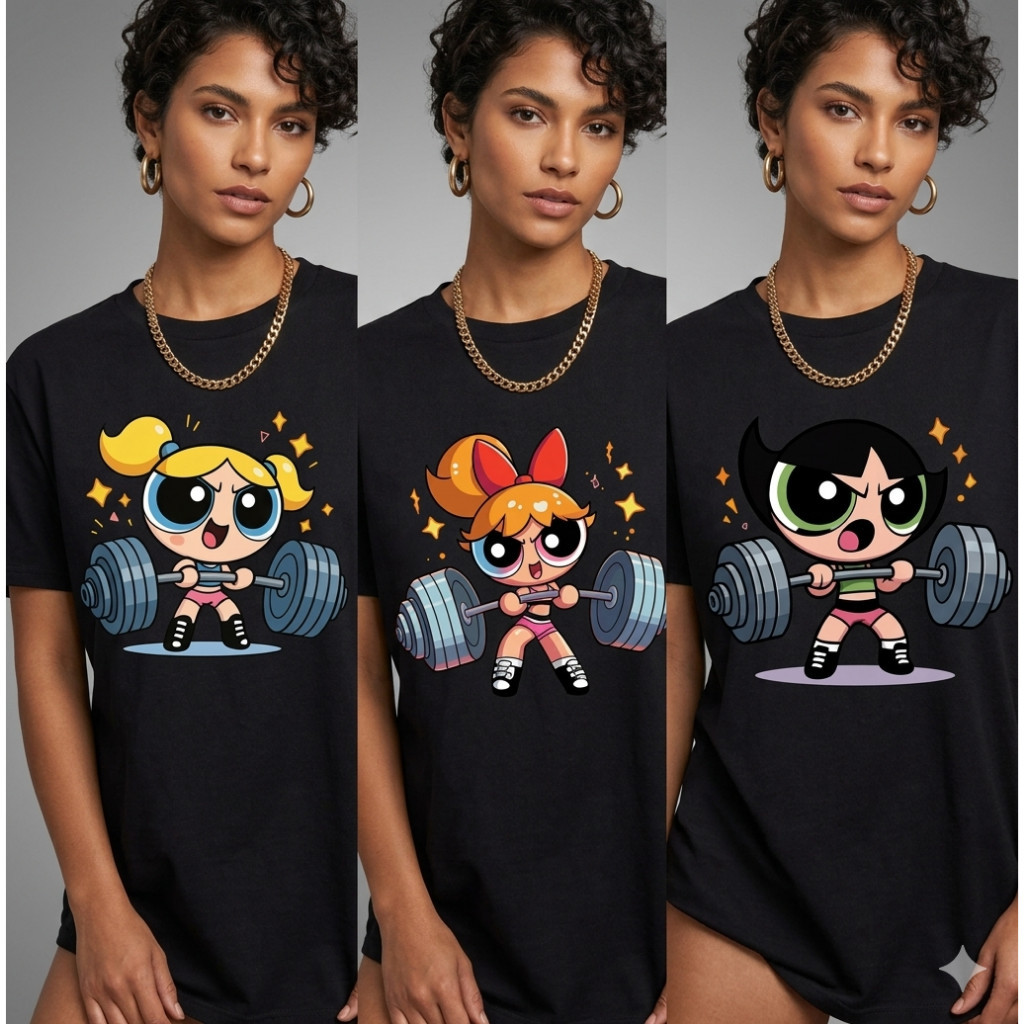 Camiseta Feminina Academia Camisa Meninas Super Poderosas  100% Algodão - Docinho Florzinha Lindinha Treino