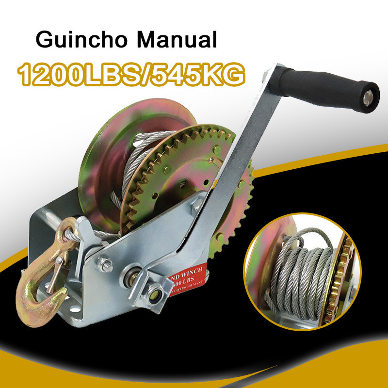 545Kg Guincho Manual De Catraca Com 8m Cabo De Aço Guincho De Tração Pequeno Para Carreta Lancha Barco Jet Ski Até