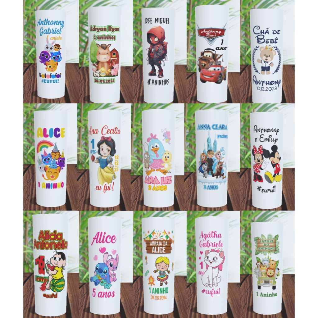KIT Copo Long Drink Lembrancinha Personalizada EVENTO FESTA ANIVERSARIO (Fazemos TODOS OS TEMAS)