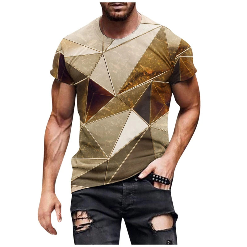 3D Geometria Impressão Padrão T Camisa Masculina Moda Hip Hop Camiseta Harajuku Y2k Rua Verão Lazer Esportes Topo Manga 