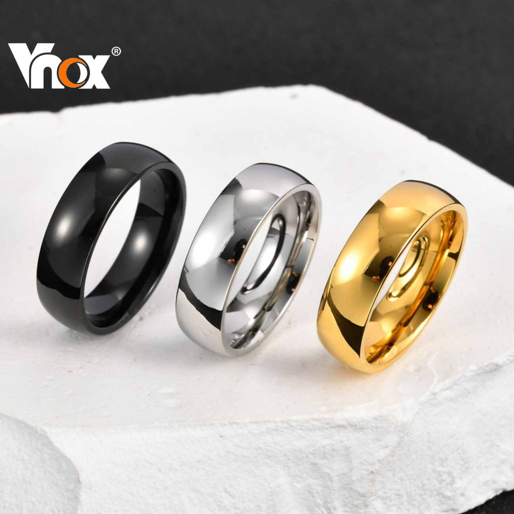 Anel Liso Masculino De Aço Inoxidável Vnox Com 6 Mm De Largura , Resistente À Ferrugem E Manchas , De Casamento Feminino